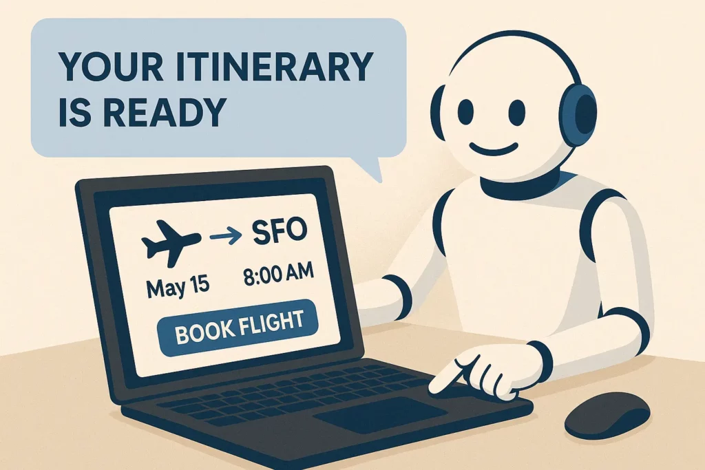 An AI Agent booking travel for the employees to save time and hassle