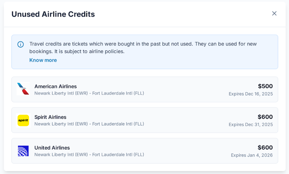 Manage unused Travel credits with Itlite