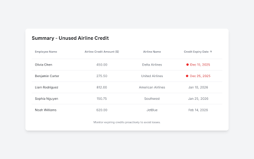 Automated Airline Credit Reports​
