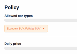 Rental car approvals and policy editor